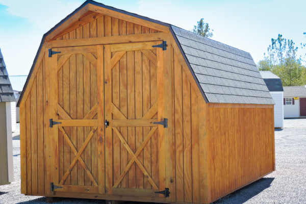 exterior of low barn stained shed for sale in KY and TN