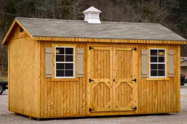 exterior of ranch stained shed for sale in KY and TN
