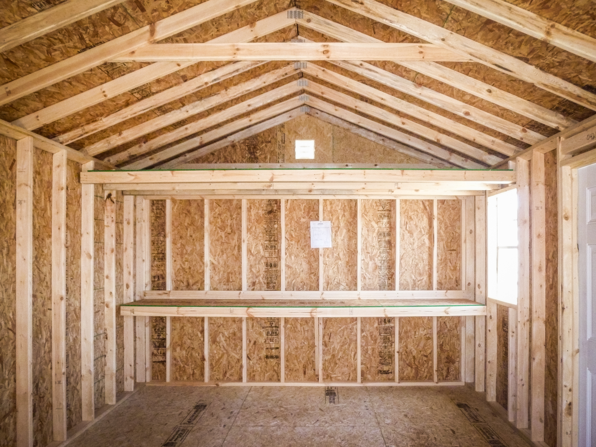 inside of a custom built shed