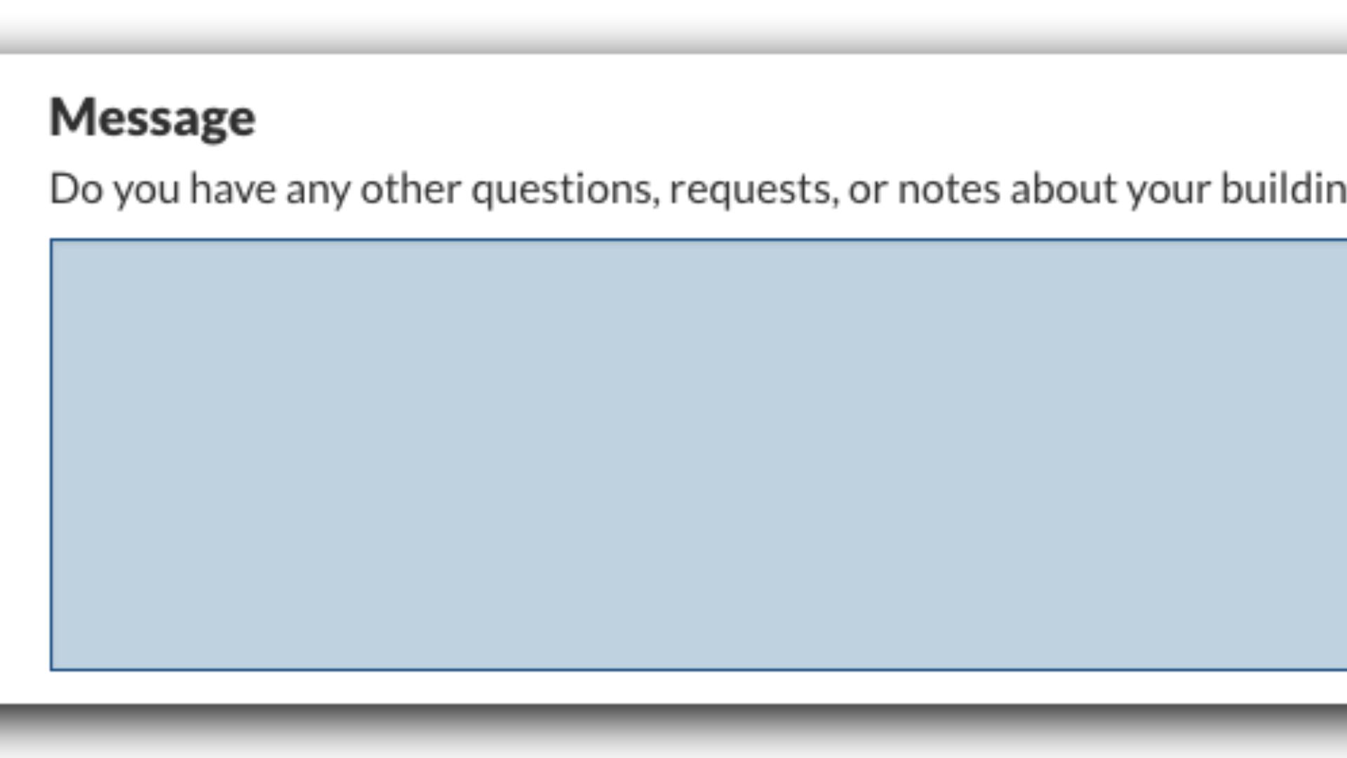 A quote request section for a custom built shed