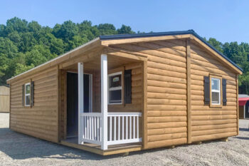 a double-wide tiny home shell built by Esh's Utility Buildings