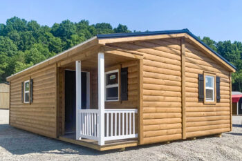 double-wide tiny home shell with log siding for sale in Ky and Tn